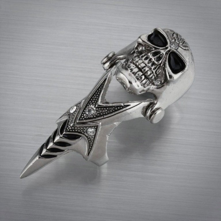 -Men-s-Rings-Pewter-Rhinestone-Gothic-Jewelry-Demon-Skull-Full-Finger ...