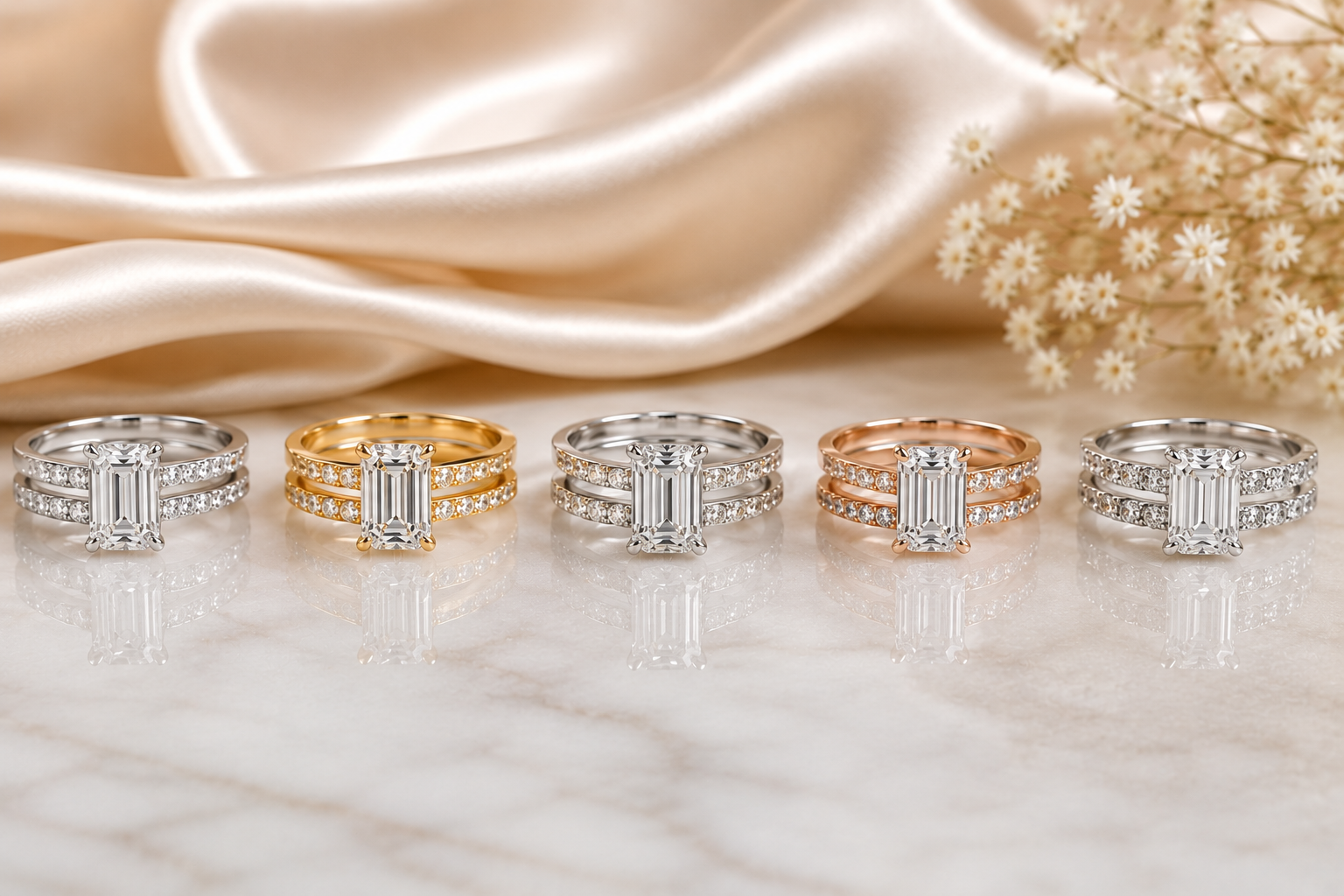 Emerald Cut Diamond Wedding Sets for Sophisticated Style Best Diamond Wedding Sets Designs - 9