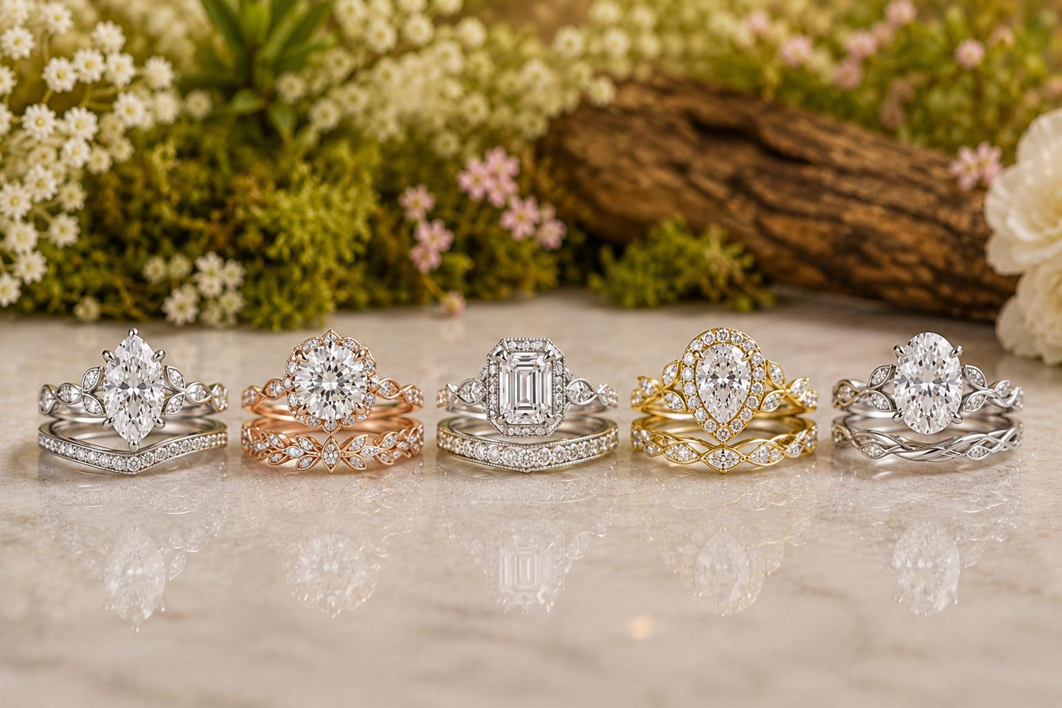 Nature Inspired Diamond Wedding Sets for Unique Brides Best Diamond Wedding Sets Designs - 15