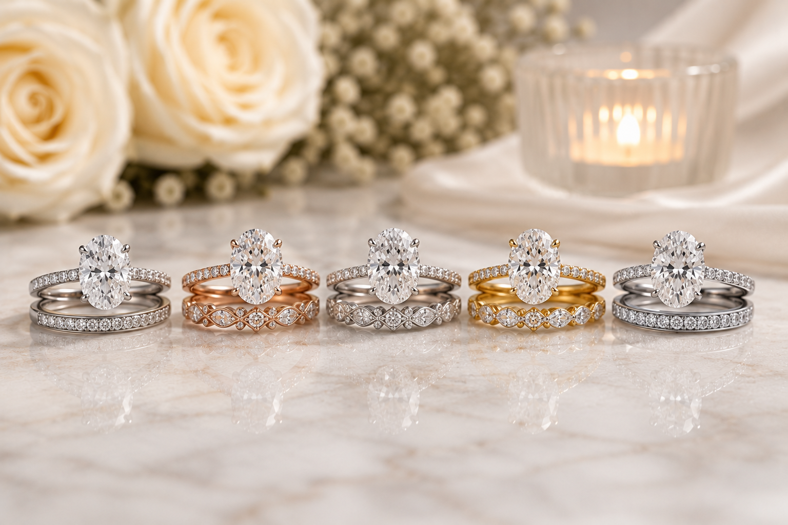 Oval Diamond Wedding Sets for a Modern Elegant Look Best Diamond Wedding Sets Designs - 7