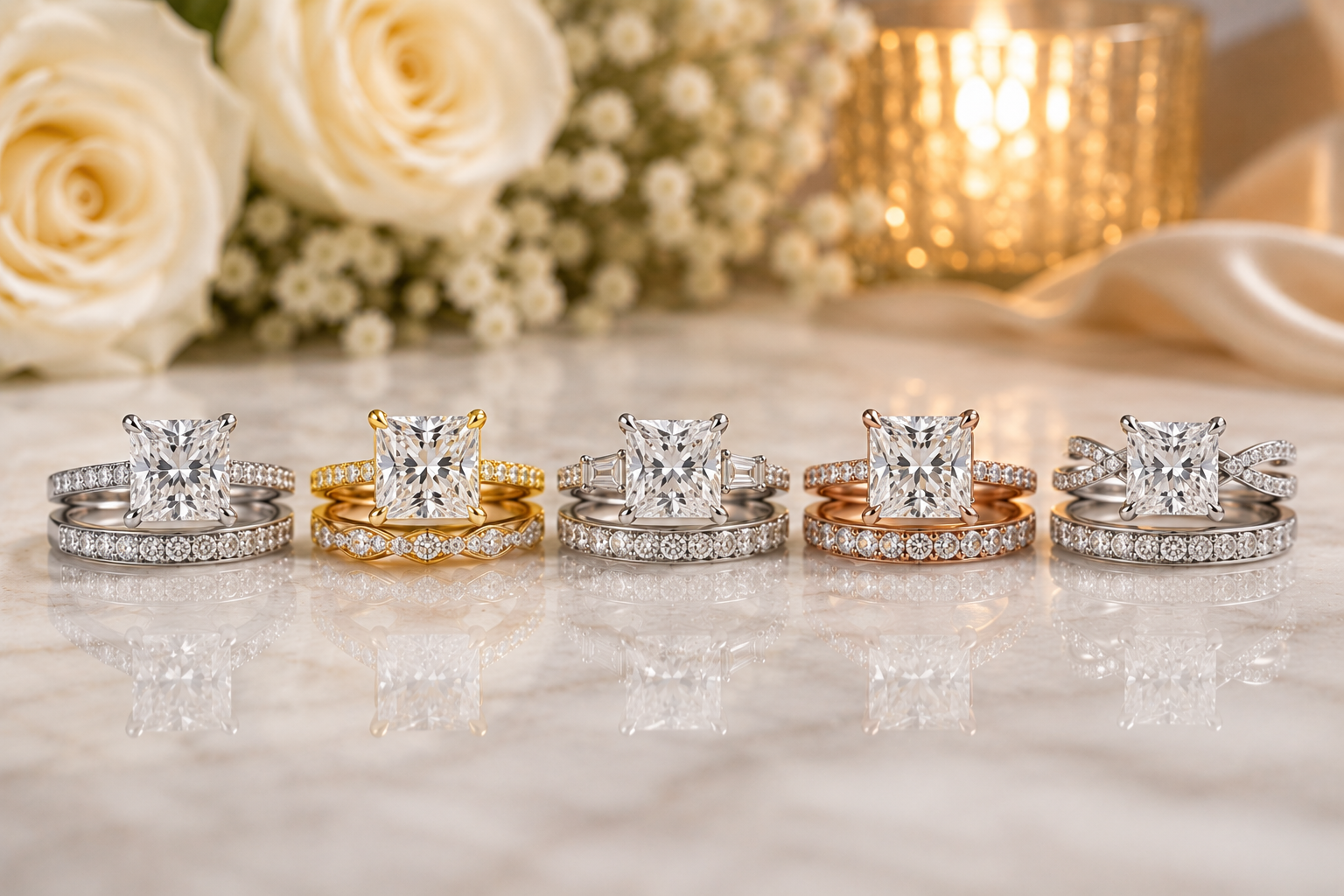 Princess Cut Diamond Wedding Sets for Contemporary Brides Best Diamond Wedding Sets Designs - 8