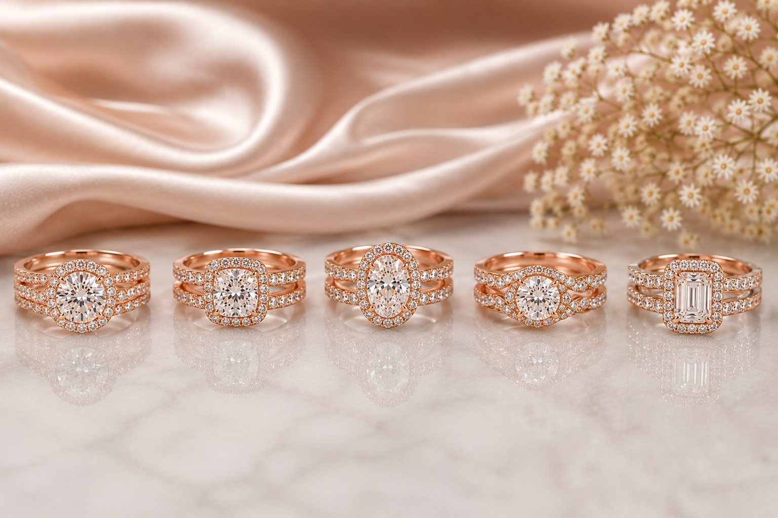 Rose Gold Diamond Wedding Sets for a Romantic Feminine Touch Best Diamond Wedding Sets Designs - 11