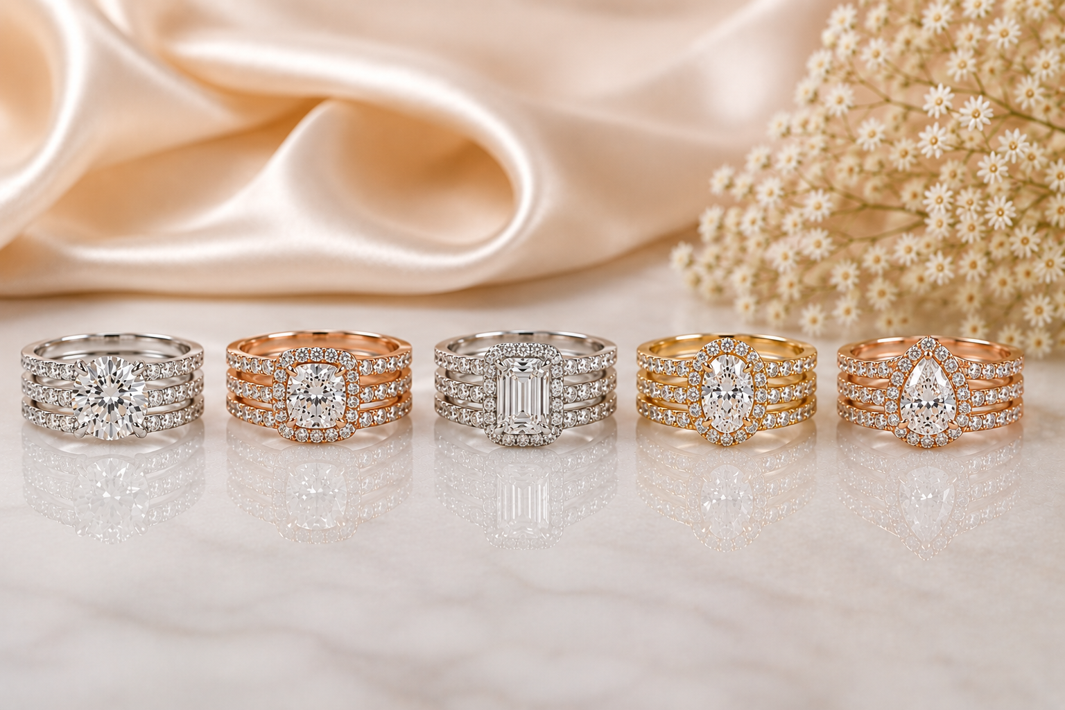 Three Band Diamond Wedding Sets for a Trendy Layered Look Best Diamond Wedding Sets Designs - 14