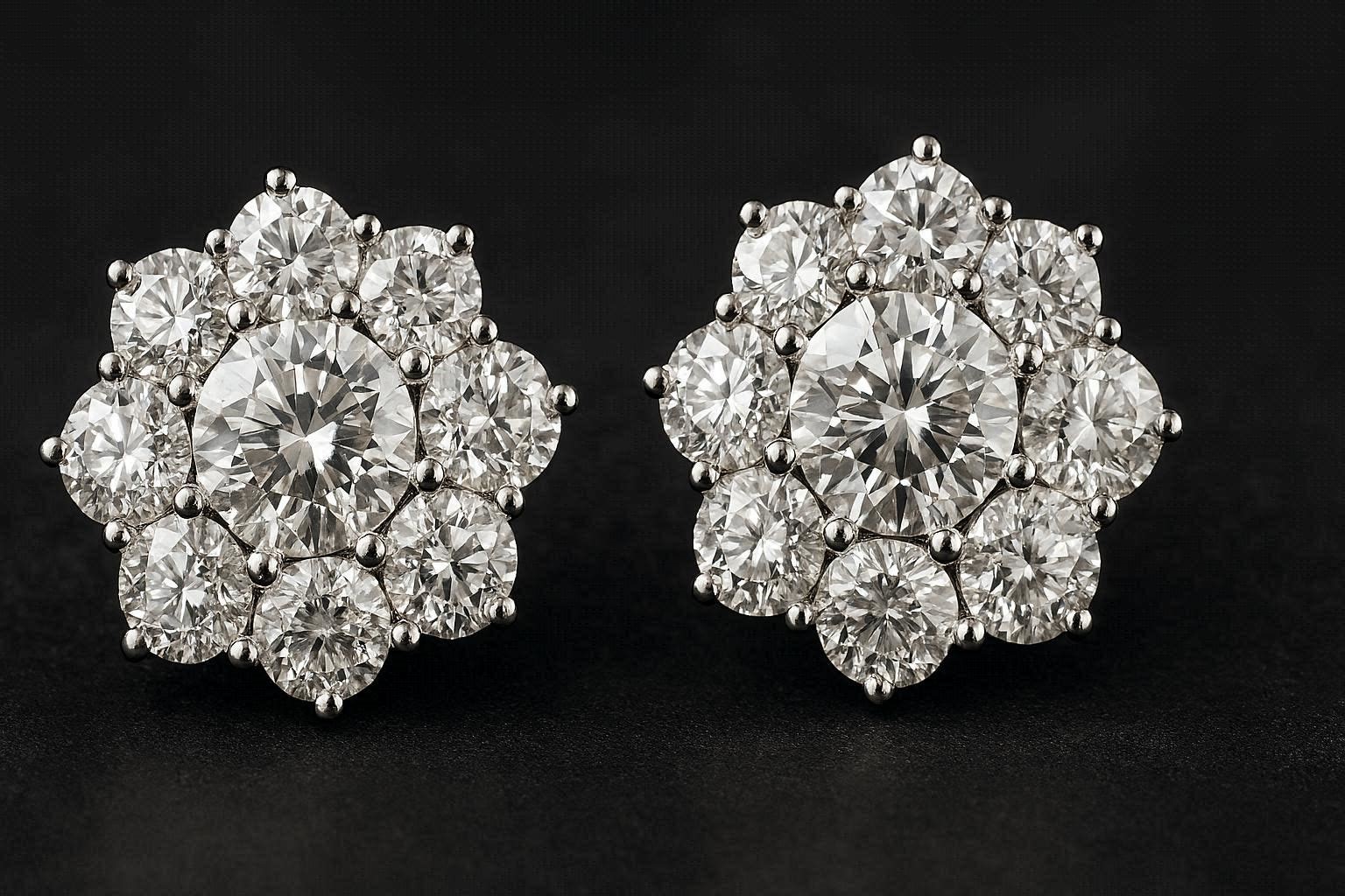 Best 12 Diamond Earrings Designs For Women 9 Diamond Cluster Earrings for a Bold Statement Appearance Best 12 Diamond Earrings Designs For Women - 9