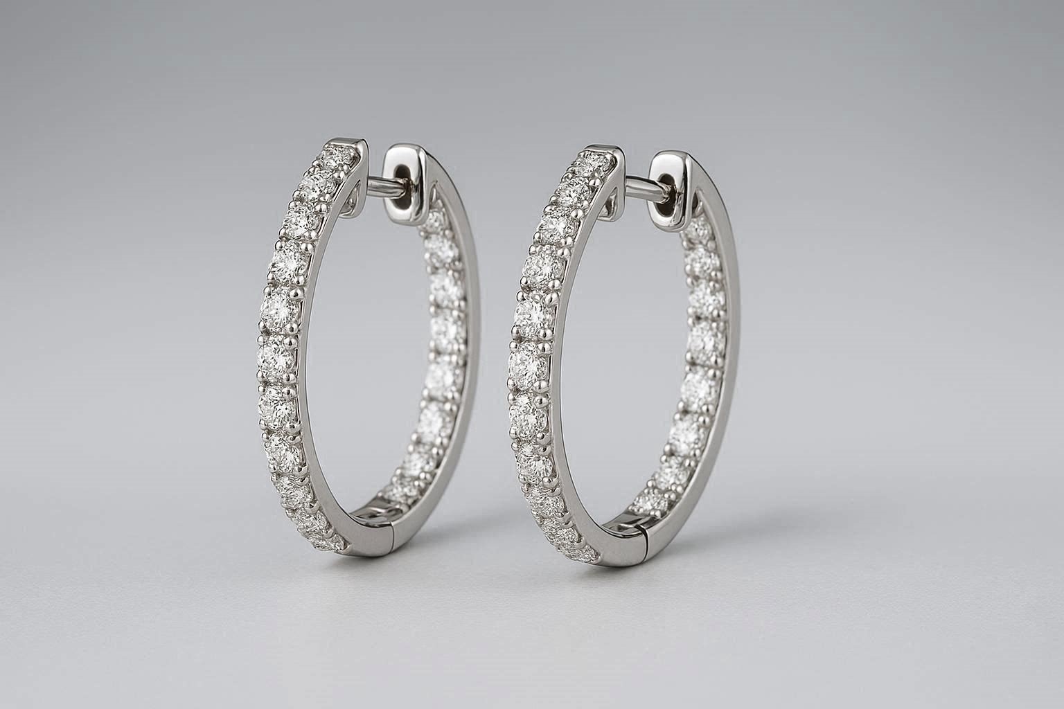 Best 12 Diamond Earrings Designs For Women 5 Diamond Hoop Earrings for a Modern Luxury Look Best 12 Diamond Earrings Designs For Women - 5