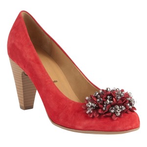 Gabor Hawk Suede Rosette Court Shoes, Red - Gabor Women shoes