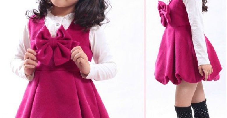 Cute Winter Children Dress girls dresses Big bow girl dress kids dresses 4 size available accept Stylish Collection Of Winter Dresses For Baby Girls - 1
