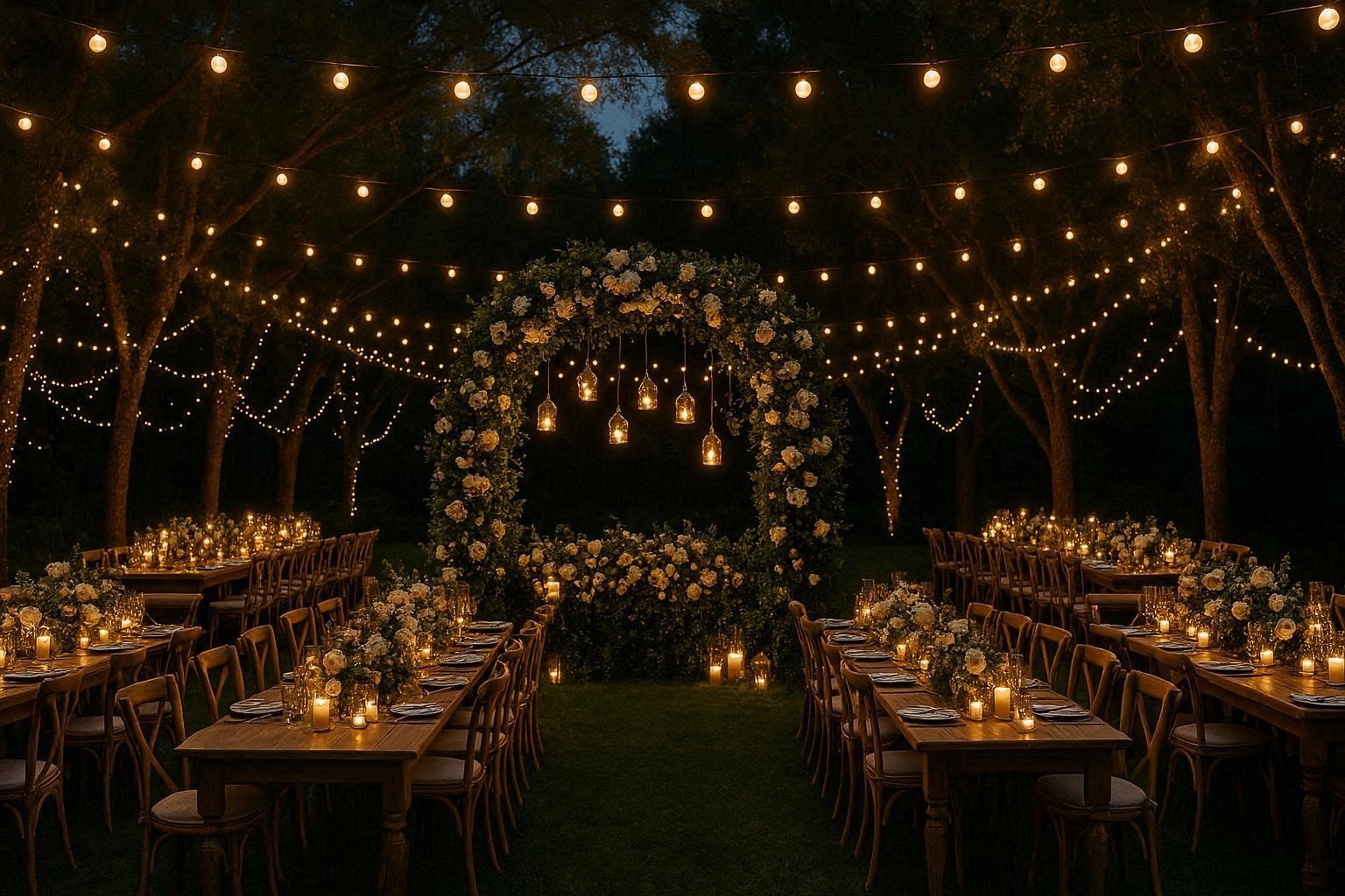 Magical Outdoor Wedding Lighting Ideas for Evening Celebrations How to Decorate Your Outdoor Wedding - 11