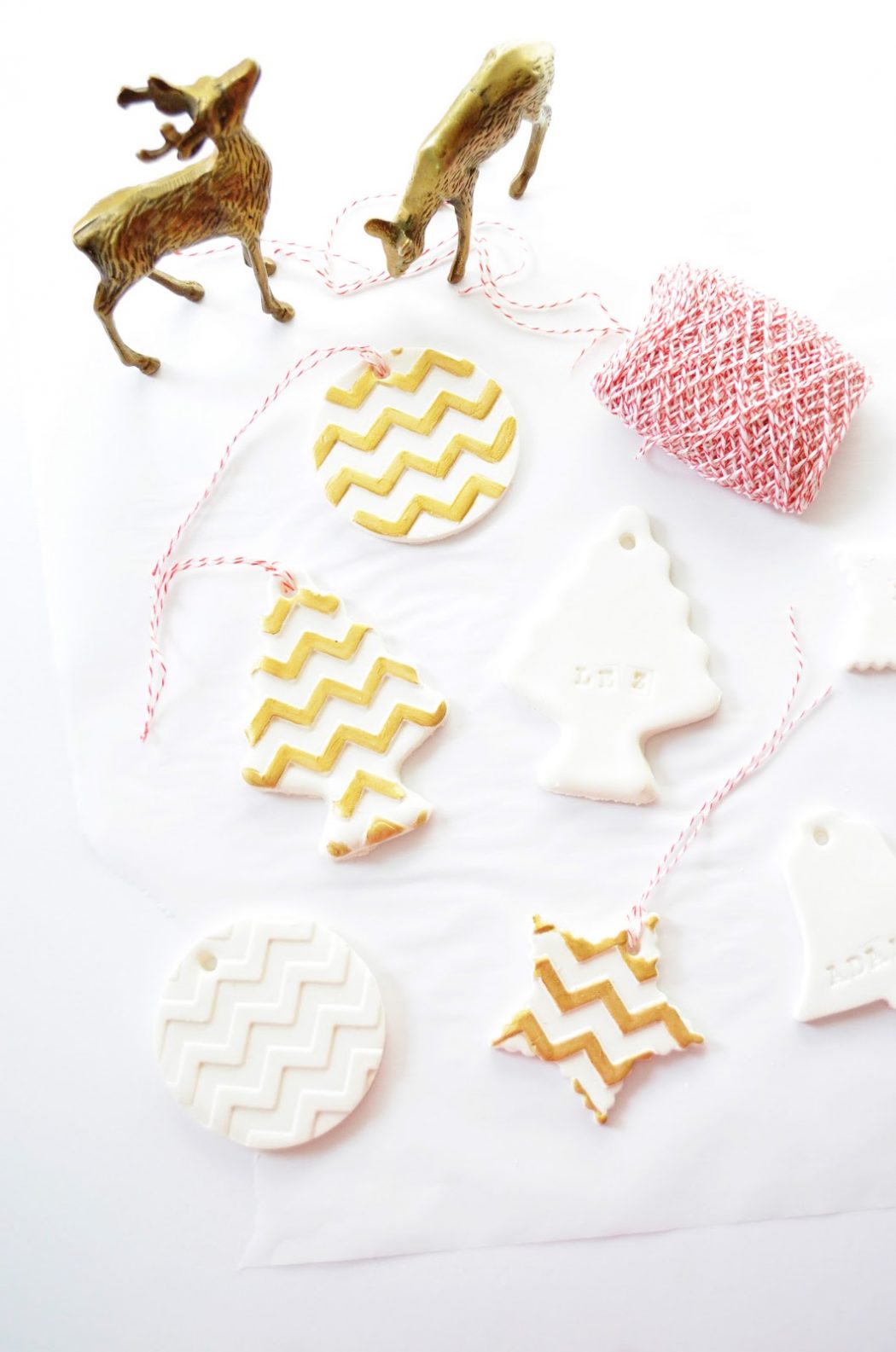 DIY gold chevron clay holiday gift tags ornaments