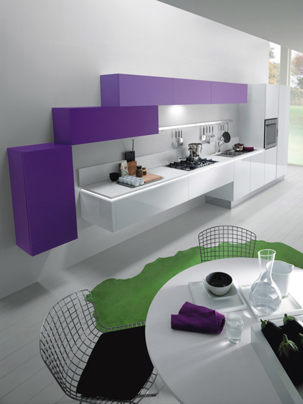 Futuristic Kitchens White and Purple