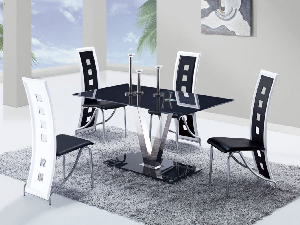 GF-551-black-white-kitchen-set 25 Elegant Black And White Dining Room Designs