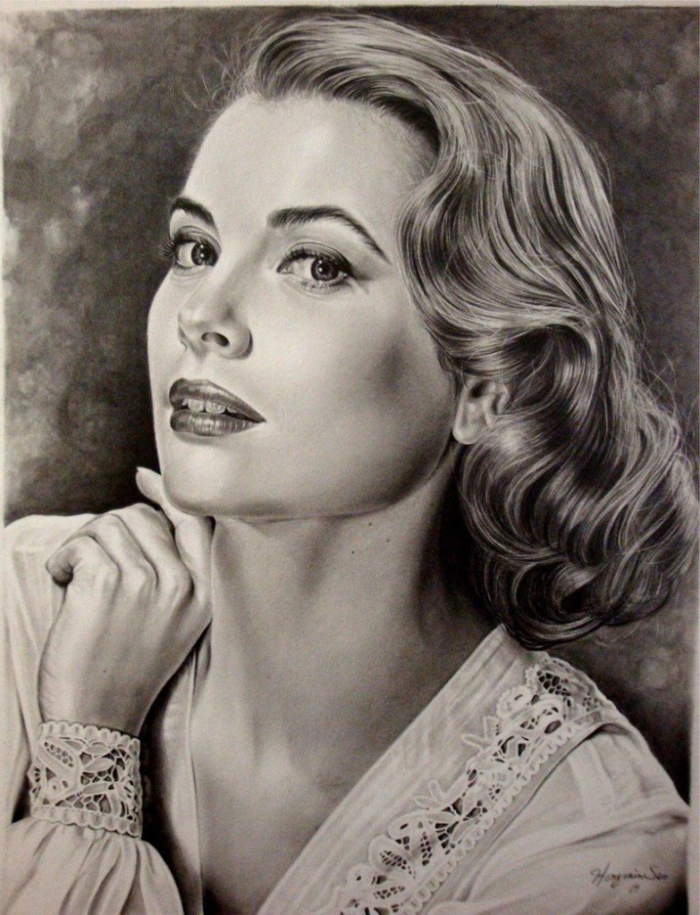 Stunningly And Incredibly Realistic Pencil Portraits 15 Grace_Kelly_golden_era_10th_by_Hongmin-783x1024