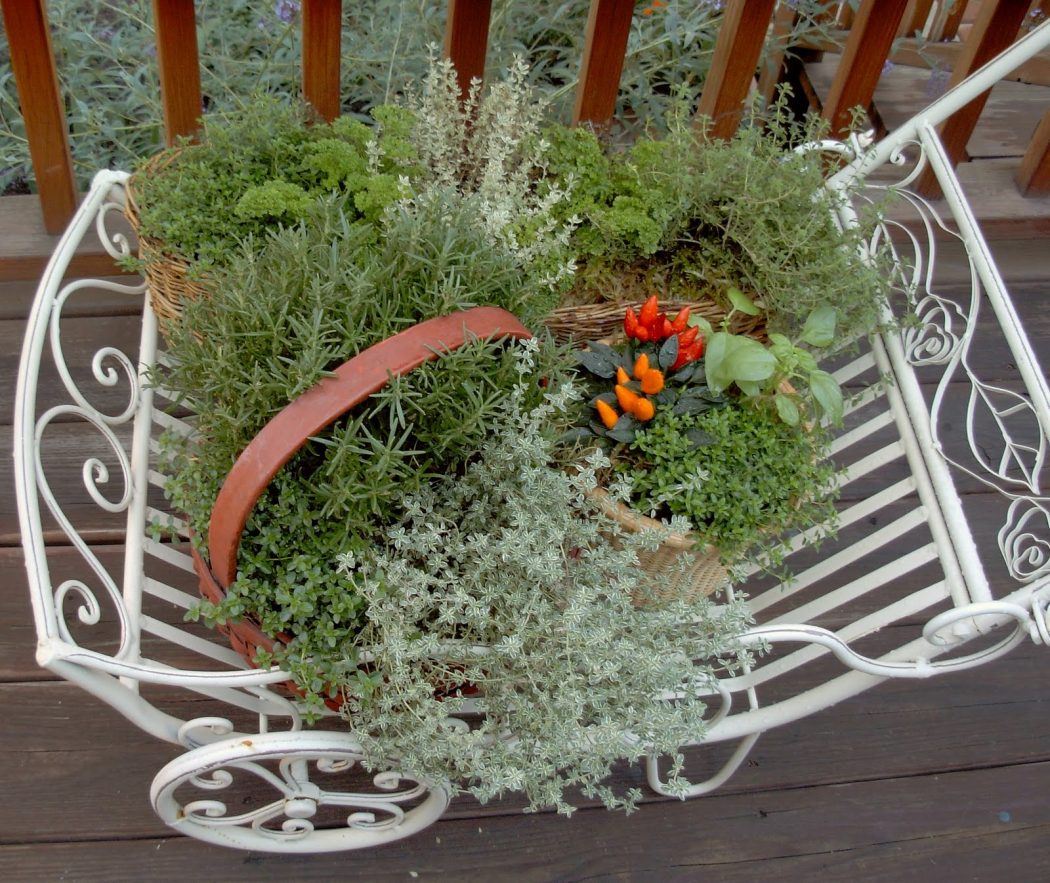 Herb-Wagon 10 Fascinating and Unique Ideas for Portable Gardens