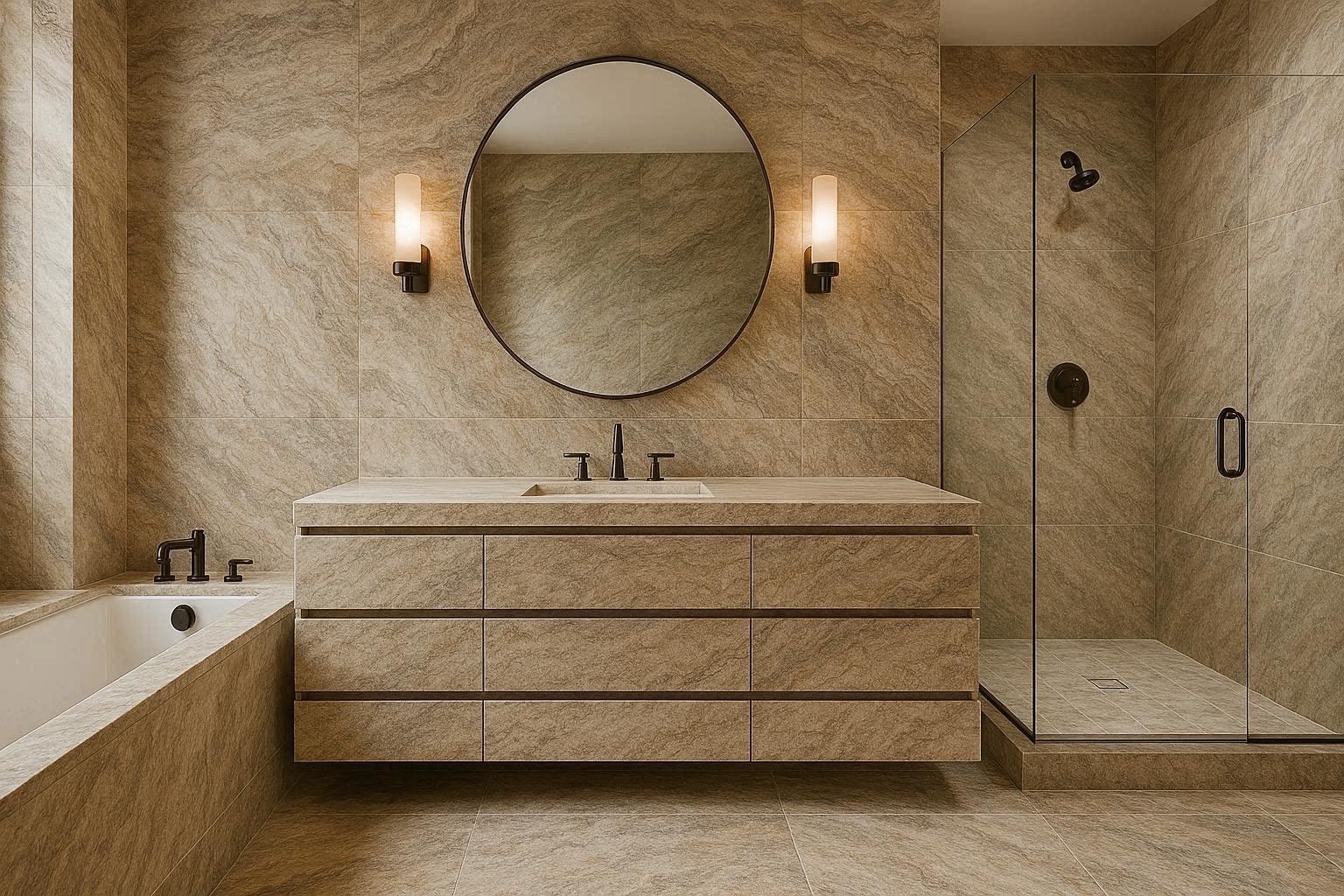 TOP 10 Stylish Bathroom Design Ideas 6 Natural Stone Bathroom Design for Timeless Luxury and Beauty TOP 10 Stylish Bathroom Design Ideas - 6