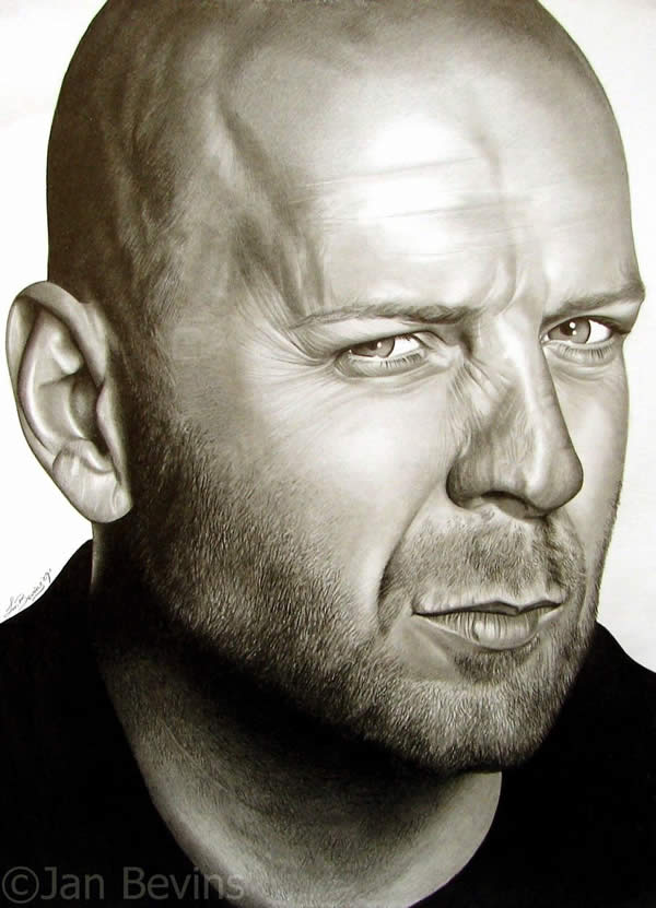 Stunningly And Incredibly Realistic Pencil Portraits 24 Portrait-of-Bruce-Willis