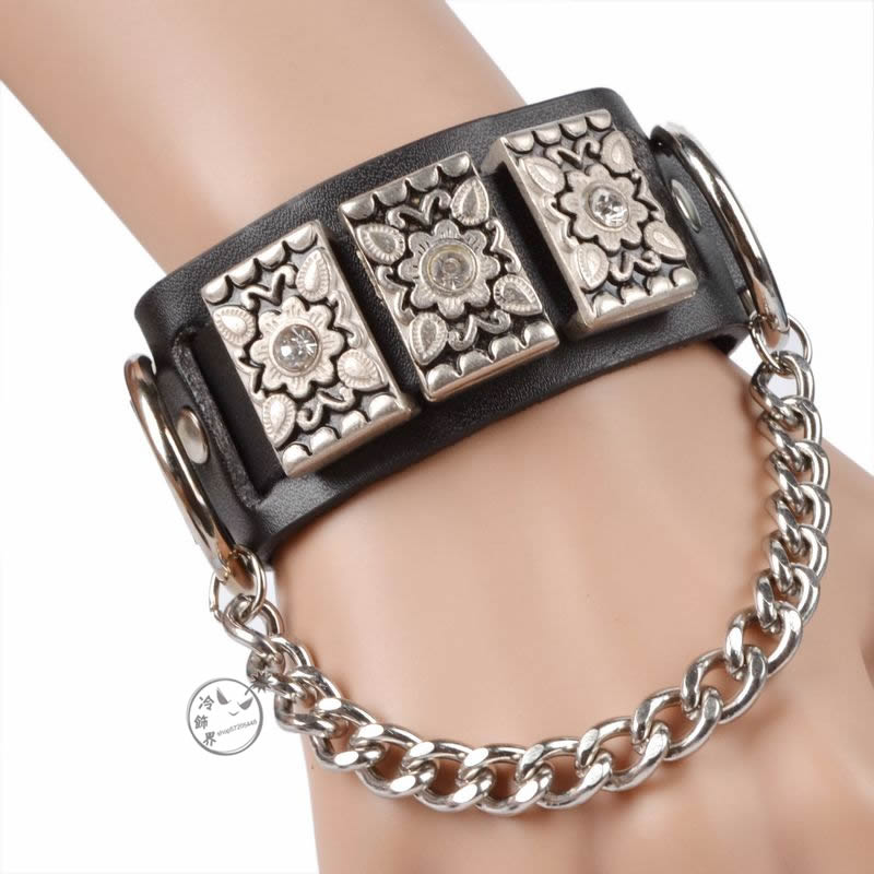 Punk-male-women-s-accessories-fashion-diamond-bracelets-wide-luxury-black-bracelet-friendship-bracelet 25+ Latest Celebrity Accessories Trends for 2022