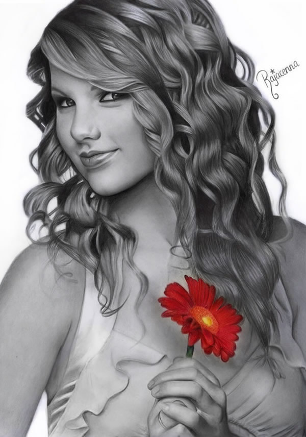 Taylor-Swift_By_Rajacenna Stunningly And Incredibly Realistic Pencil Portraits