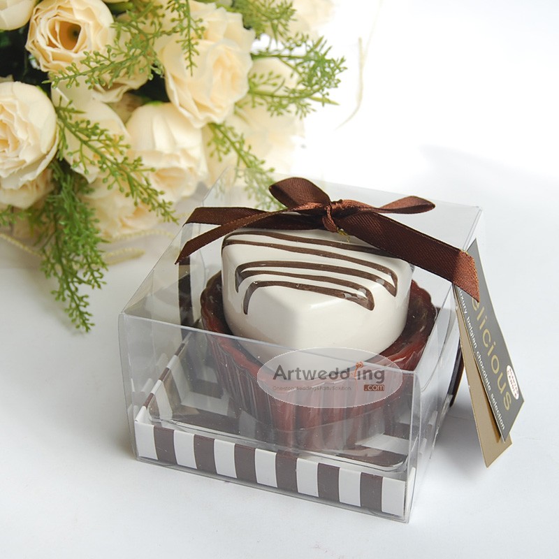 Two Tone Heart Shaped Chocolate Cake Wedding Candle Holder