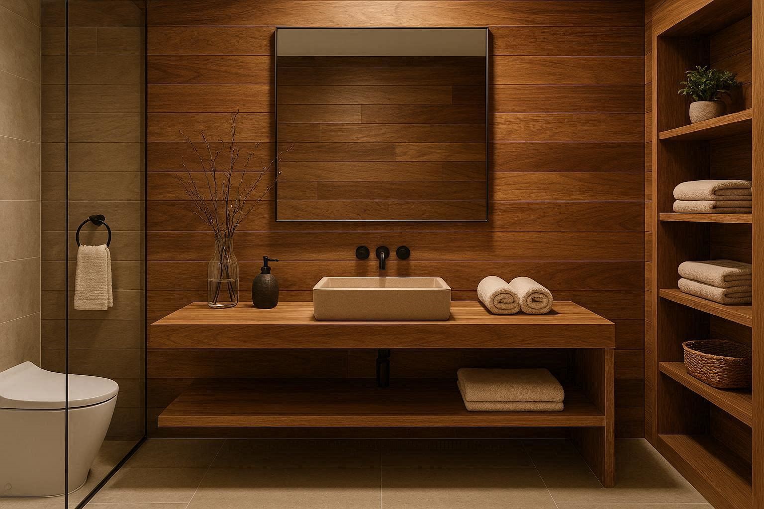 TOP 10 Stylish Bathroom Design Ideas 9 Wood Accent Bathroom Design for Warmth and Natural Beauty TOP 10 Stylish Bathroom Design Ideas - 9