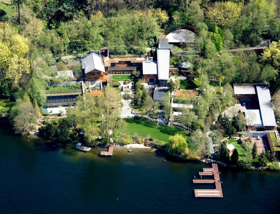 aerial view of bill gates house