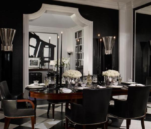 black dining room
