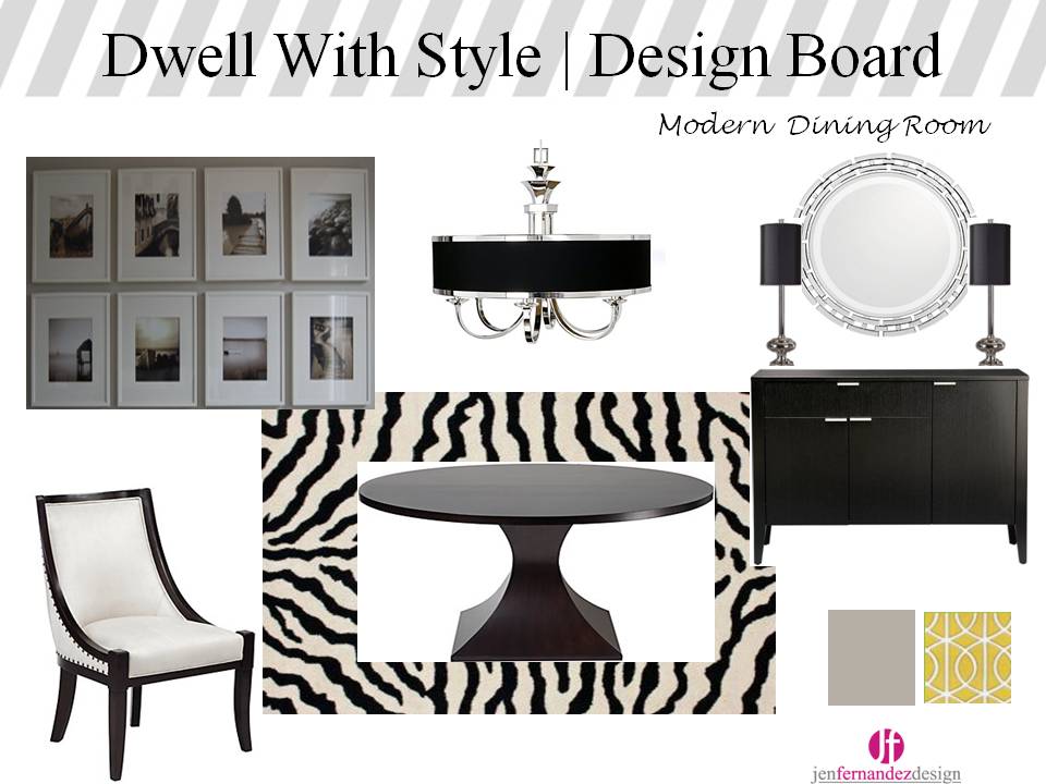 blogmoodboardmondaydining1 25 Elegant Black And White Dining Room Designs