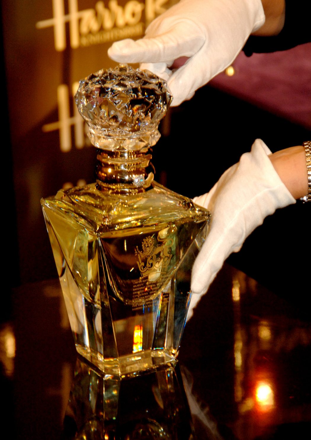 clive-christian-no-1-perfume-imperial-majesty-edition-on-display-at-harrods-department-store 10 Most Expensive Perfumes for Men in The World