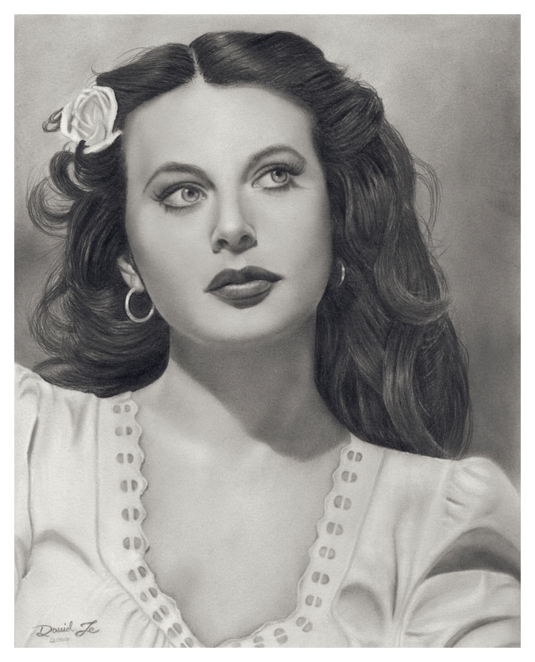 Stunningly And Incredibly Realistic Pencil Portraits 66 portrait-hedy-lamarr-pencil-drawing-david-te