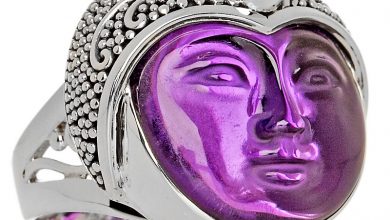 sajen silver purple stone goddess face ring 35 Goddess Jewelries for Those Who Like History - 4