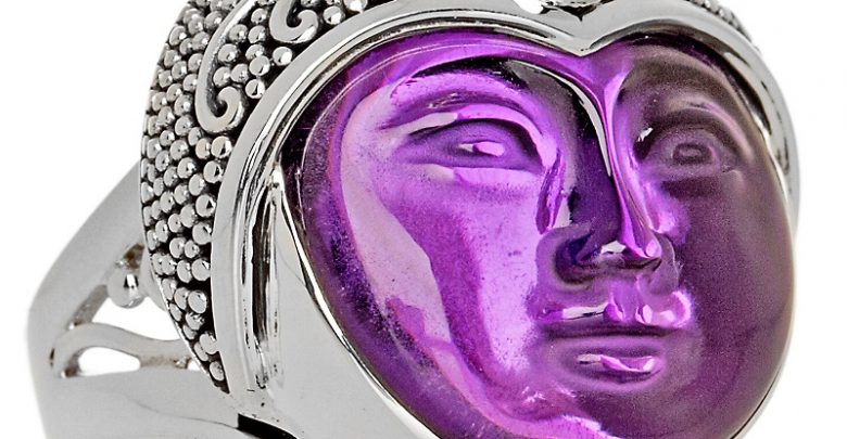 sajen silver purple stone goddess face ring 35 Goddess Jewelries for Those Who Like History - 1