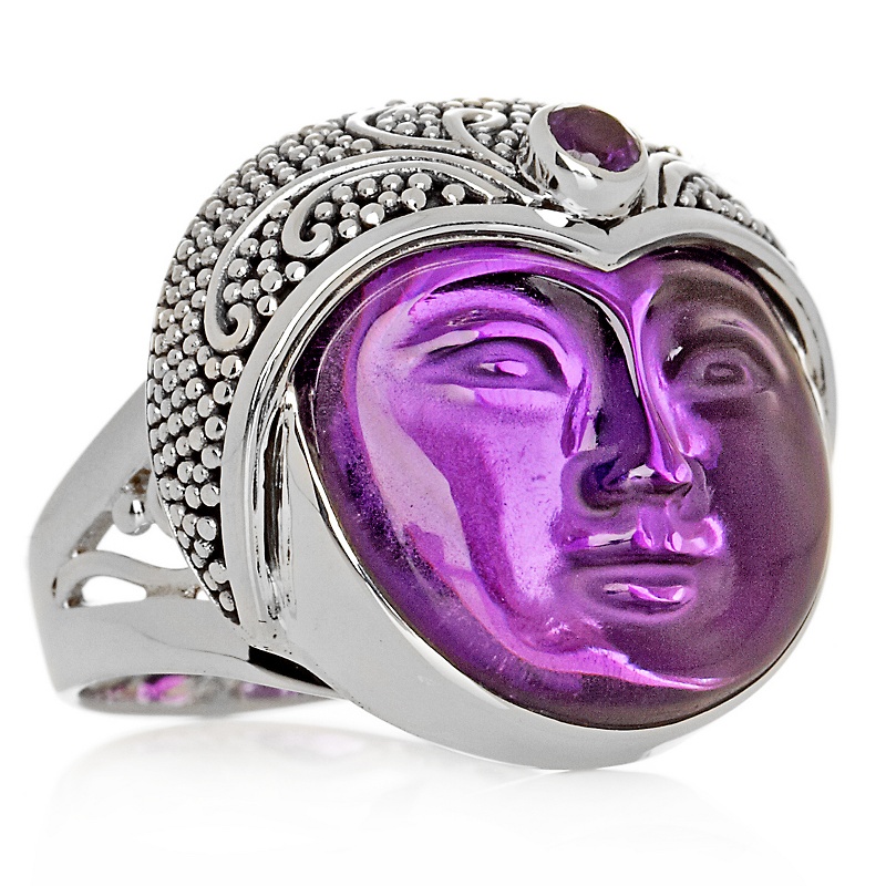 sajen silver purple stone goddess face ring