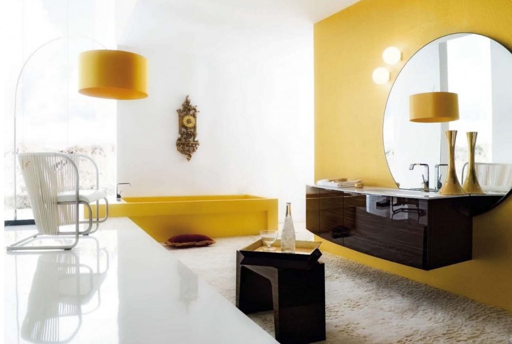 Extraordinary-Luxury-Bathroom-With-Yellow-Decor-Accents Fabulous And Stunning Colorful Bathrooms to Renew Yours