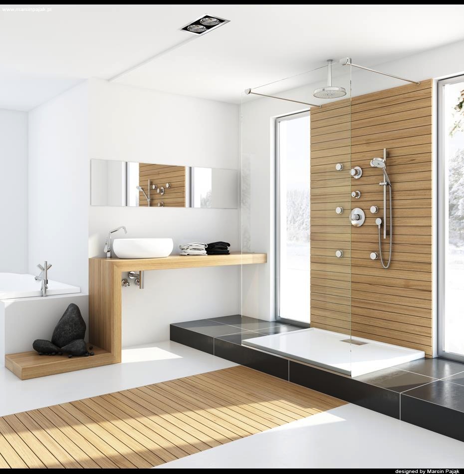 Modern-bathroom-with-unfinished-wood