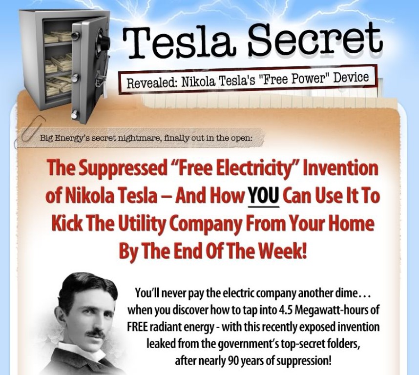 TeslaSecretAd Nikola Tesla Secret Methods for Generating FREE Electricity