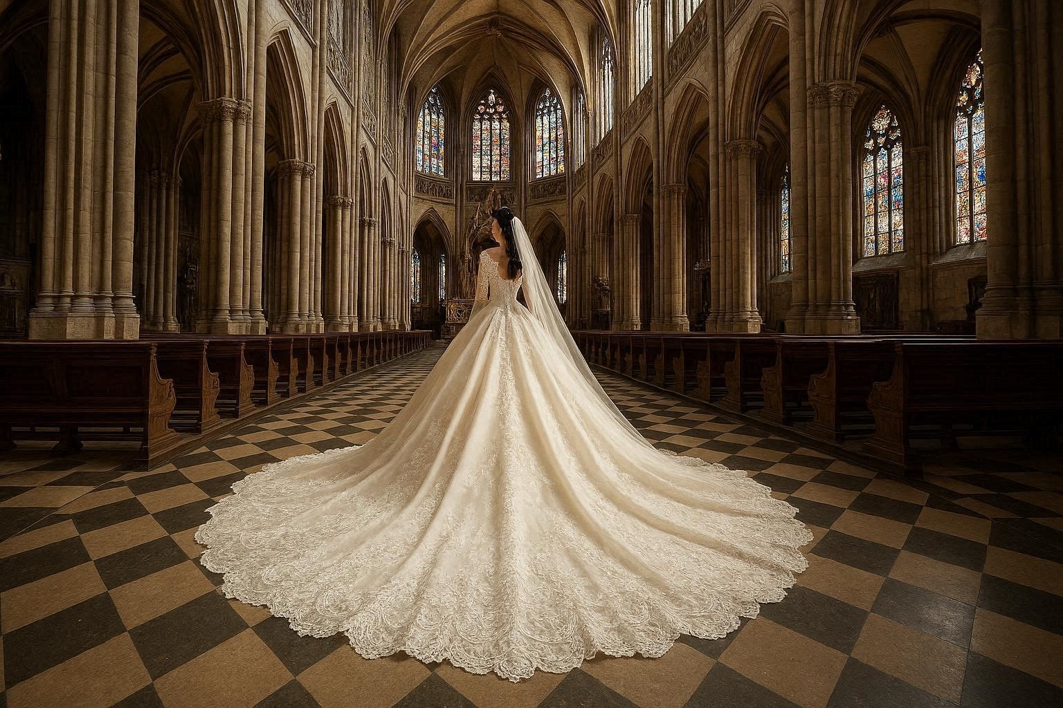 17 Breathtaking Wedding Dresses to Look like a real princess 8 Cathedral Train Wedding Dress for a Dramatic Princess Moment 17 Breathtaking Wedding Dresses to Look like a real princess - 8 wedding dresses