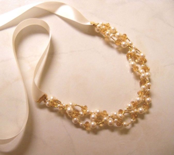 Champagne-and-Swarovski-pearl-ribbon-necklace-1