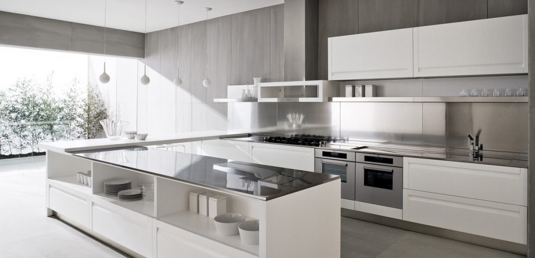 Contemporary-white-kitchen-design-white-island