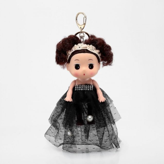 Handmade-Dress-Doll-Keychain-Black