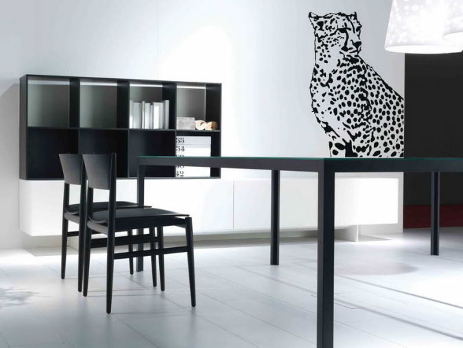 Leopard Print Wall Decals White Color With Hardwood Floors