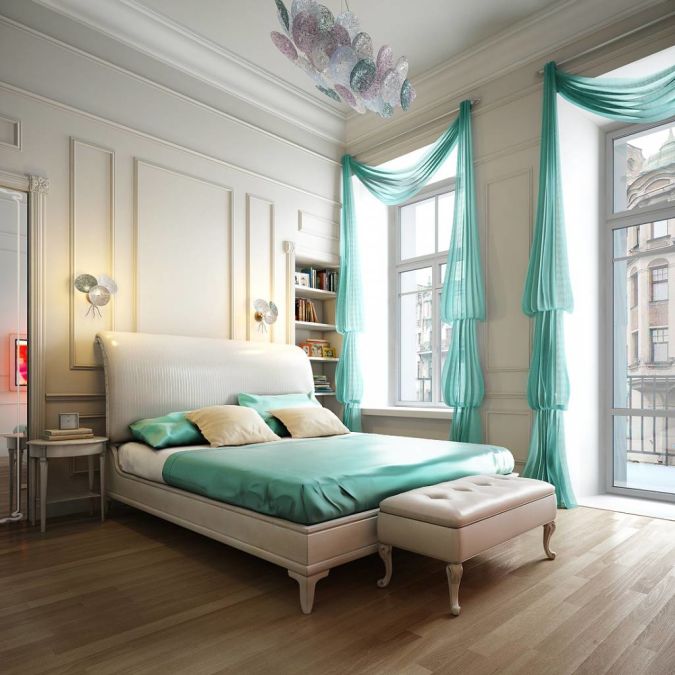Neat-Romantic-Bedrom-Decorated-With-Stylish-Curtains