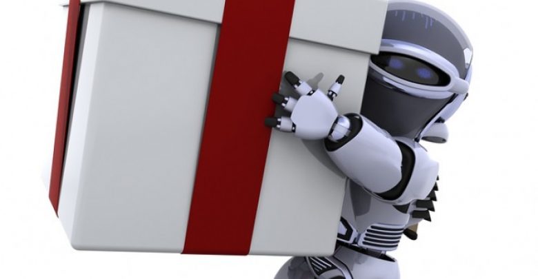 bigstock Robot Carrying Christmas Gift Best 10 Robot Gift Ideas - 1 gift