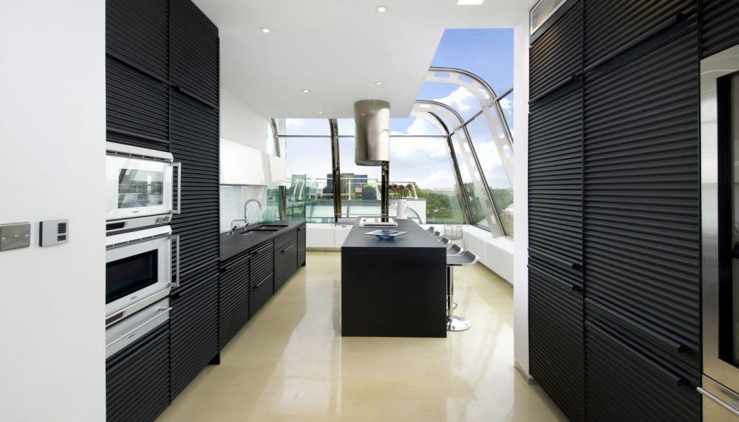 black kitchen cabinets combined with white wall for 2013 design guide