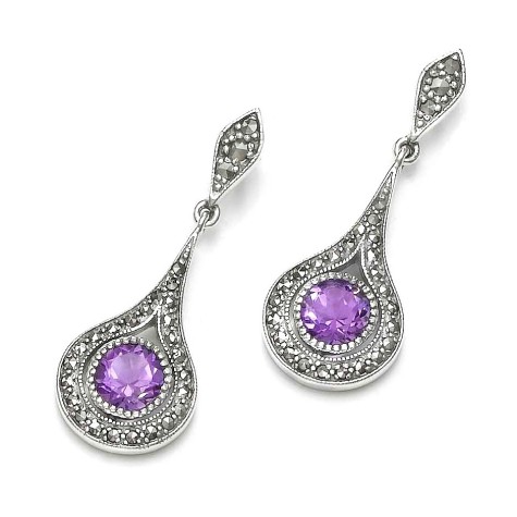 bohemian_amethyst_marcasite_sterling_silver_earrings