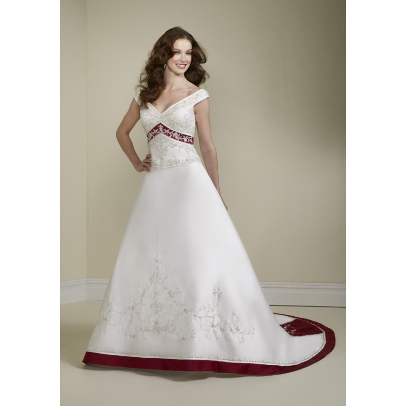 gorgeous-cap-sleeve-ball-gown-wedding-dresses-with-red-in-it.