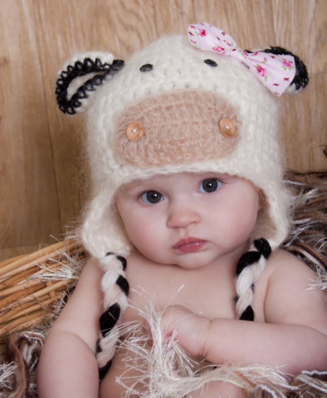 handmade-crochet-cow-hat