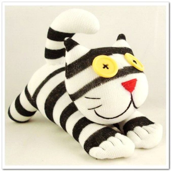 handmade sock cat kitty stuffed animal doll baby toys