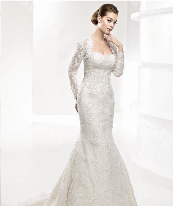 long-sleeves-wedding-dresses-mermaid-skirt 70 Breathtaking Wedding Dresses to Look like a real princess