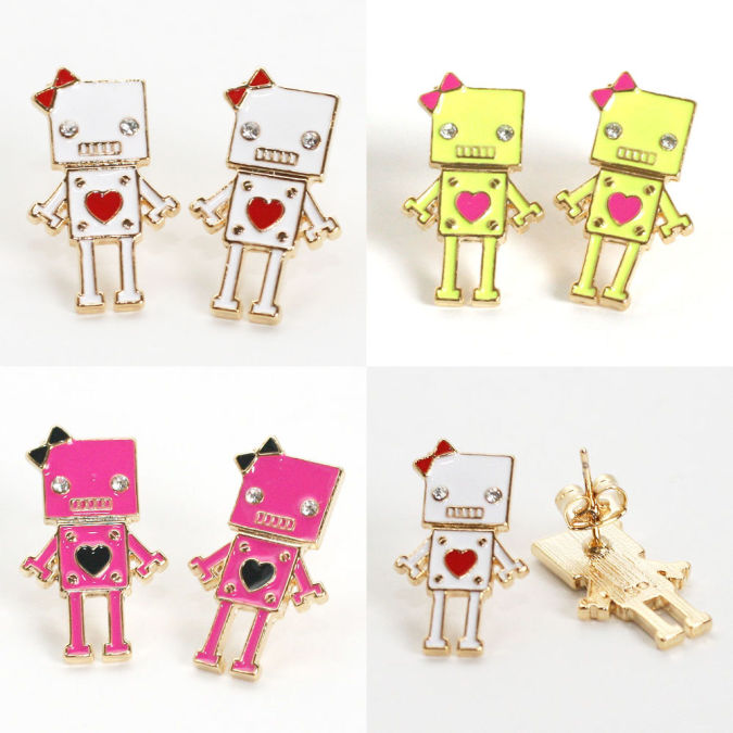 robot_studed_earrings_neon_robot_earrings_white_neon_yellow Best 10 Robot Gift Ideas