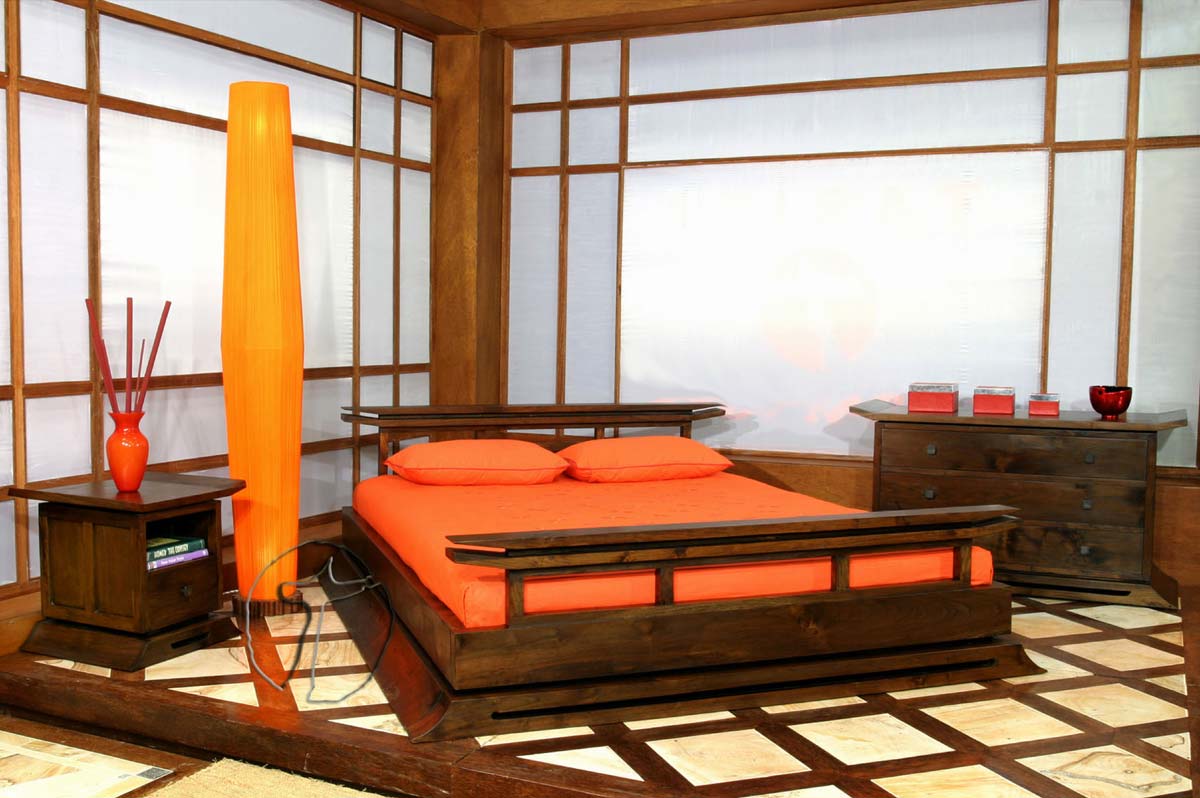 spectacular minimalist bedroom orange