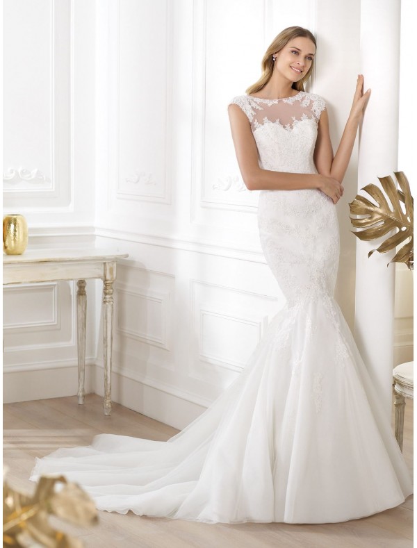 tulle-and-lace-jewel-neckline-wedding-dress-with-cap-sleeves-ps0008. 70 Breathtaking Wedding Dresses to Look like a real princess